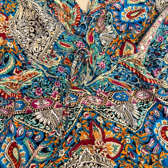 Cupshe Red, Yellow and Blue Flowy Beach Cover Up or Sundress - Picture 3 of 7